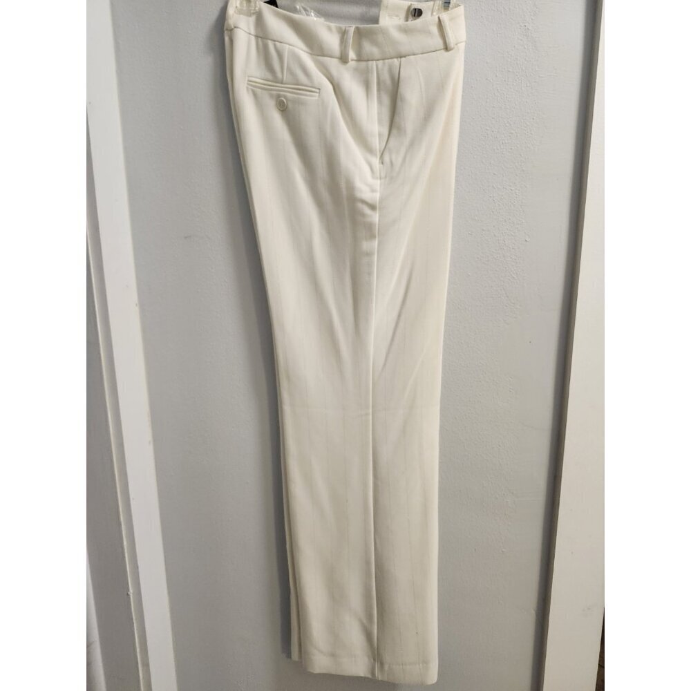 New York & Company Womens Business Casual Work Cream/Silver Pinstripe Pants Sz 6